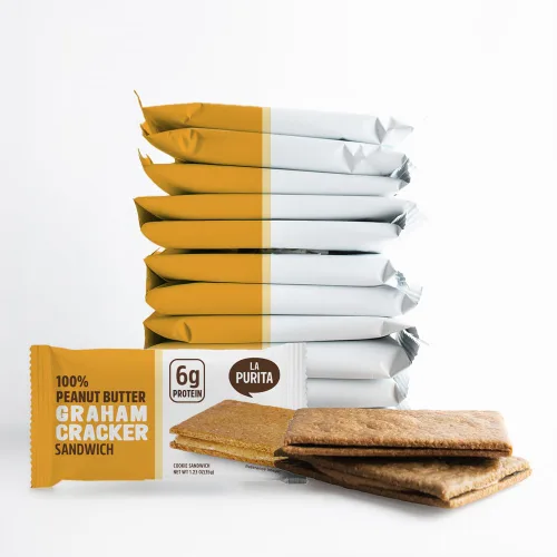 La Purita Galletas tipo sándwich 100% de mantequilla de maní estilo galletas Graham – Veganas, sin gluten y lácteos, alimentos integrales a base de