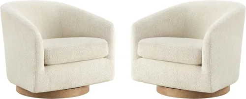 Vista 18 de CHITA Silla Giratoria de Acento, Silla Barrel Tapizada en Terciopelo con Certificación FSC para Sala de Estar, Completamente Ensamblada, Naranja