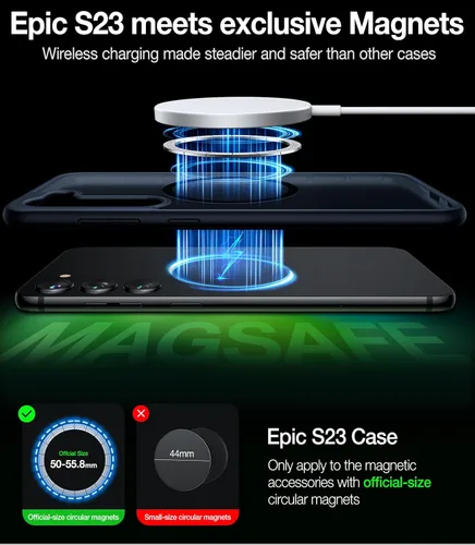 Vista 2 de TORRAS - Funda protectora magnética para Samsung Galaxy S23 6.1 pulgadas, prueba de caídas de grado militar, apta para MagSafe, parte trasera Negro