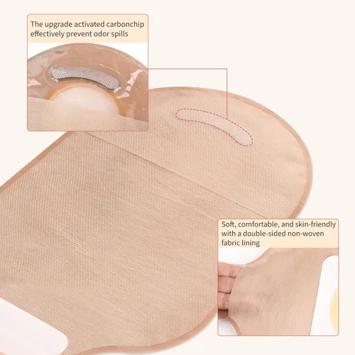 Vista 4 de 22 piezas de suministros de ostomía 2 bolsas de colostomía, bolsa de ostomía drenable de dos piezas con cierre de gancho y bucle para el cuidado