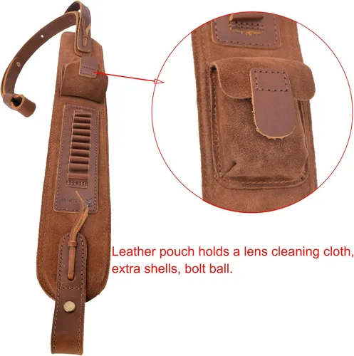 Vista 6 de Culata de cuero para rifle con almohadilla para mejilla y funda con asa a juego, sin necesidad de perforación/montajes