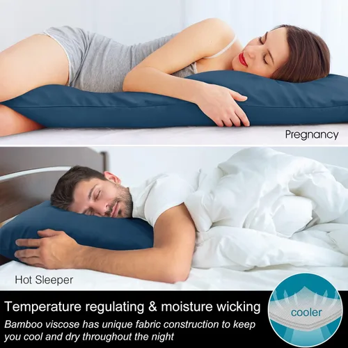 Vista 137 de BEDELITE - Juego de 2 fundas de almohada con solapa, tamaño estándar, rayón de bambú, frescas, suaves y transpirables, para personas calurosas