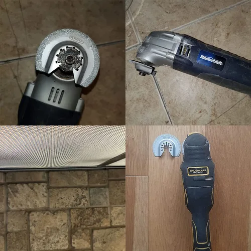 Vista 7 de XXGO 4 piezas de carburo de diamante oscilante multi herramienta semicírculo dedo segmento Swing Grit lechada hojas de sierra XG4004