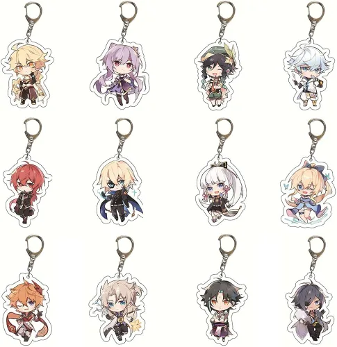 Vista 3 de XHWUDI Genshin Impact keychain Set - Acrylic Keychain 30 Pack Genshin Anime Keychains with Key ring for men and Women