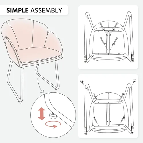 Vista 63 de Yaheetech Sillón moderno de piel sintética, silla de maquillaje en forma de flor con patas de metal dorado para sala de estar, sala de maquillaje