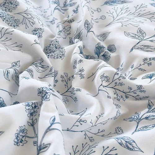 Vista 8 de EAVD Juego de edredón floral azul Twin/Twin XL blanco, microfibra suave, 3 piezas, juego de edredón bohemio con flores botánicas para niñas con 2