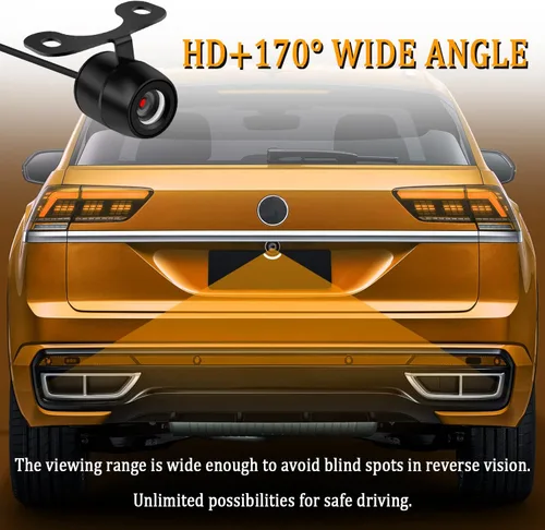 Vista 7 de Cámara de respaldo inversa para automóvil, visión nocturna HD, gran angular de 170°, cámara de visión trasera frontal con diseño de doble propósito