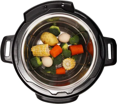 Vista 4 de Rejilla Vaporizadora Salvamanteles con Asas de Silicona Resistentes al Calor Compatible con Accesorios de Olla Instantánea de 6 Qt 8 Cuartos