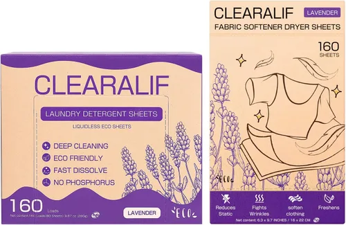 Vista 13 de Clearalif Kit de sábanas de detergente todo en uno, aroma de lino fresco, 160 hojas de lavandería + 160 hojas de secado, juego de ropa