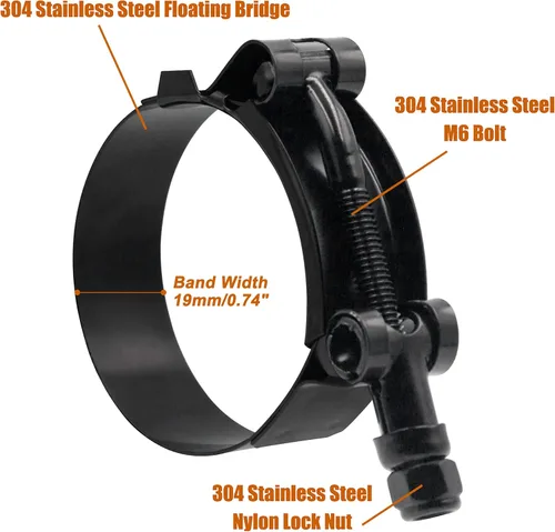 Vista 2 de ISPINNER Paquete de 2 abrazaderas de manguera con perno T de 1 pulgada de acero inoxidable, rango de abrazadera 32-37mm para manguera de 1" ID