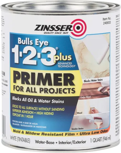 Zinsser Rust-OLEUM 249933 1-2-3 Plus, 1 cuarto de galón (paquete de 1), blanco, 11 onzas líquidas