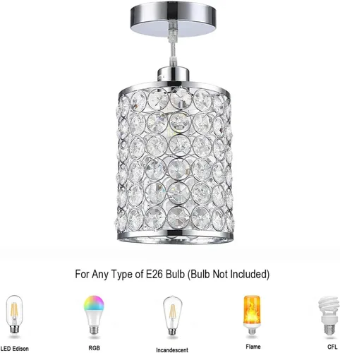 Vista 6 de Paquete de 3 lámparas colgantes de cristal, iluminación colgante de isla de cocina cromada, luces colgantes de techo con cable ajustable