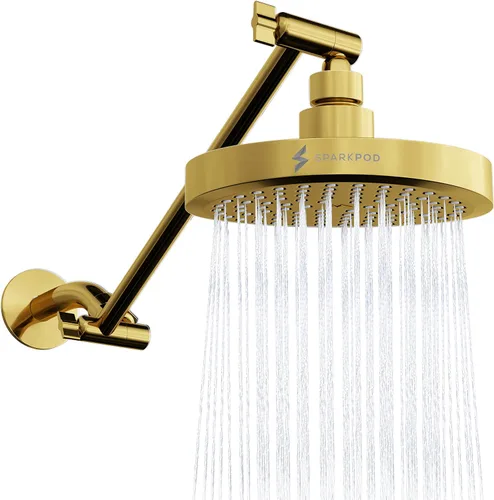 Vista 14 de SparkPod Cabezal de Ducha de Lluvia Redondo con Brazo de Extensión - Cabezal de Ducha de Altura Ajustable con Rendimiento de Alta Presión
