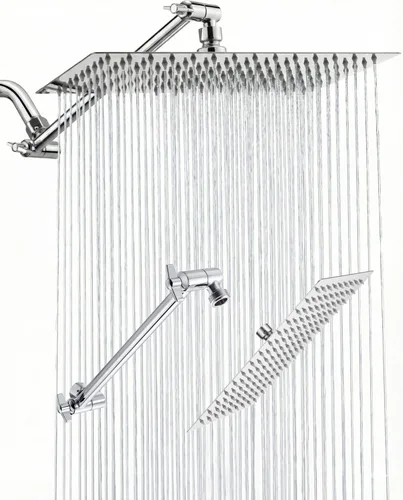Vista 9 de Cabezal de ducha de lluvia, cabezal de ducha cuadrado de alta presión de 8 pulgadas con brazo de extensión de cabezal de ducha de 11 pulgadas
