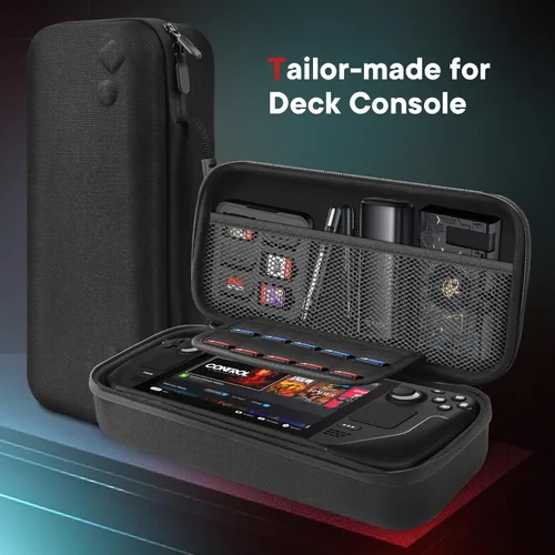 Vista 7 de Carrying Case for Steam Deck Portable Travel Case Hard Shell Carry Bag with 20 Game Slots, Extra Storage for Steam Deck Accessories Cover&Original