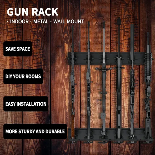 Vista 4 de UNITEDPOWER Gun Rack Wall Mount Metal Shotgun Rack Indoor Adjustable Rifle Storage Holder with Soft Padding Vertical Gun Display Stand