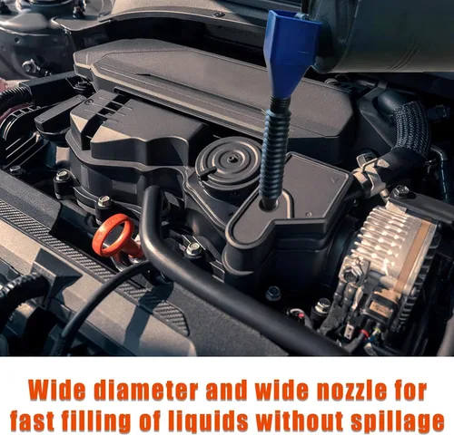 Vista 4 de Kewucn 2 piezas de embudo flexible de drenaje de aceite para coche, embudo de plástico con cierre de presión, embudo de combustible automotriz