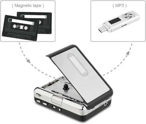 Vista 5 de Y&H Reproductor de cinta de casete Grabación a MP3 Convertidor Digital,Captura de casete USB, Guardar en la unidad flash USB directamente,No