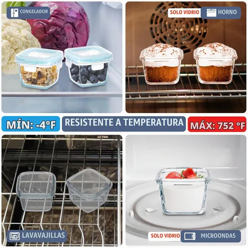 Vista 7 de Juego de 6 recipientes pequeños de vidrio para alimentos, reutilizables, herméticos, a prueba de fugas, mini recipientes de almacenamiento