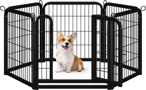 Vista 22 de Yaheetech Corralito para perros, 24 pulgadas, 2 paneles, corral para perros para interiores, resistente, corral de ejercicio para cachorros, valla