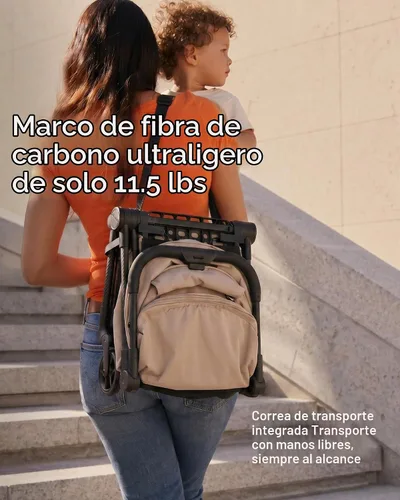 Vista 5 de Mompush Nexis - Cochecito de viaje ligero de fibra de carbono, equipaje de Negro