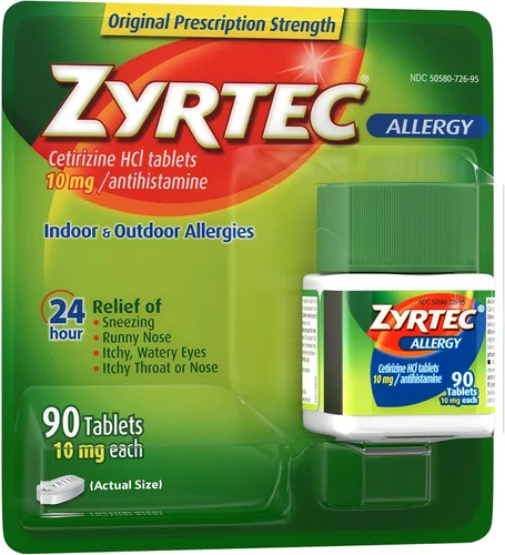 Vista 2 de Zyrtec Tabletas de alivio de alergias las 24 horas - 10 mg, 90
