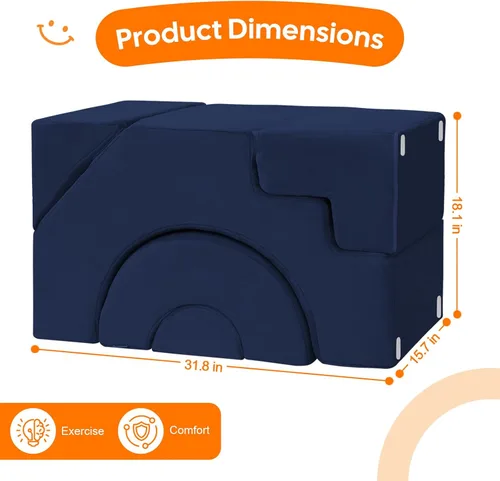 Vista 3 de MeMoreCool - Sofá modular para niños, sofá de espuma con diseño de tobogán y escalera, sofá convertible para niños para sala de juegos, mueble