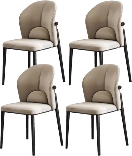 Vista 11 de Upholstered Dining Chair Set, Dining Chairs Set of 2/4, Kitchen Chair with Back, Lobby Chair Armless seat for Restaurants, Living Beige+black
