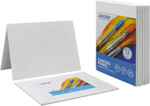 Vista 7 de FIXSMITH Tableros de lienzo de pintura 5 x 7 pulgadas, paquete de 24 con 12 mini lienzos, paneles de lienzo imprimados, 100% algodón, sin ácidos