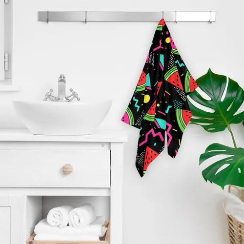 Vista 4 de Hand Towels Set of 2 - Watermelon Retro 90s Highly Absorbent Soft Face Bath Shower Towel for Bathroom Kitchen Dorm Hotel Spa Farmhouse Guest Tea
