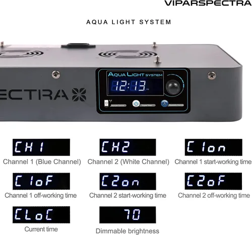 Vista 4 de VIPARSPECTRA Luz LED para Acuario de 165W Regulable de Espectro Completo, Luces LED para Arrecife para Tanque de Peces de Agua Salada con Coral