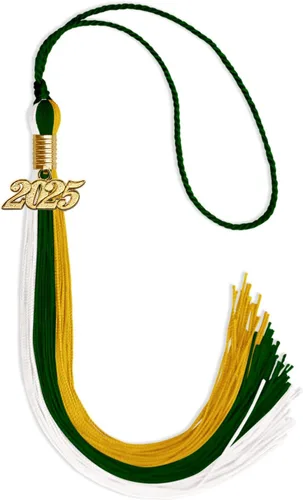 Vista 179 de Endea - Borla de graduación de triple color con gota de fecha dorada (negro/dorado/granate, 2020)