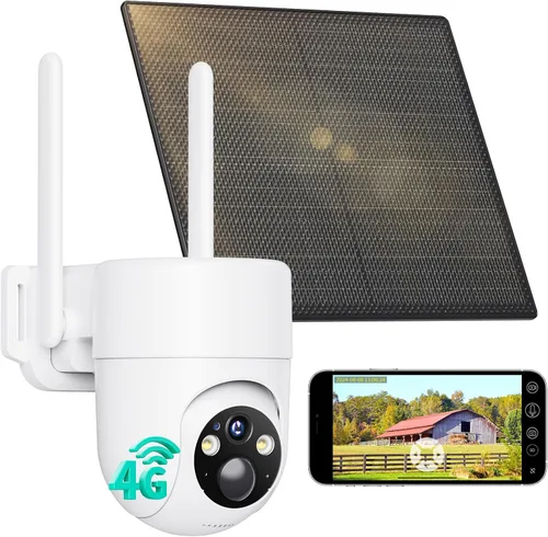 LIWAN Cámara de seguridad celular, sin cámara de seguridad WiFi, cámaras solares 4G LTE inalámbricas para exteriores para seguridad en el hogar con
