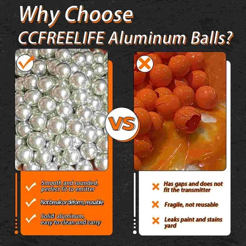 Vista 4 de . 68 bolas de aluminio Cal de autodefensa, aptas para SD/LE T4E HDS HDR con potencia máxima para entrenamiento y práctica de objetivos (0.26 oz)