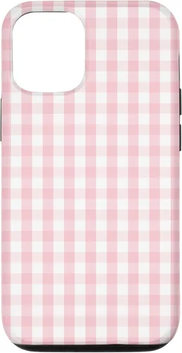Vista 28 de White and Light Pink Pastel Color Gingham Check Case for iPhone 17