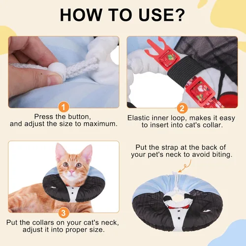 Vista 4 de BEAUTYZOO Collar de Cono Suave para Gato, Collares E de Recuperación para Gatos Después de Cirugía para Evitar que se Laman, Collar Circular