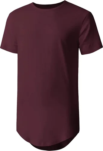 Hat and Beyond Camiseta larga de alta calidad con dobladillo curvado para hombre