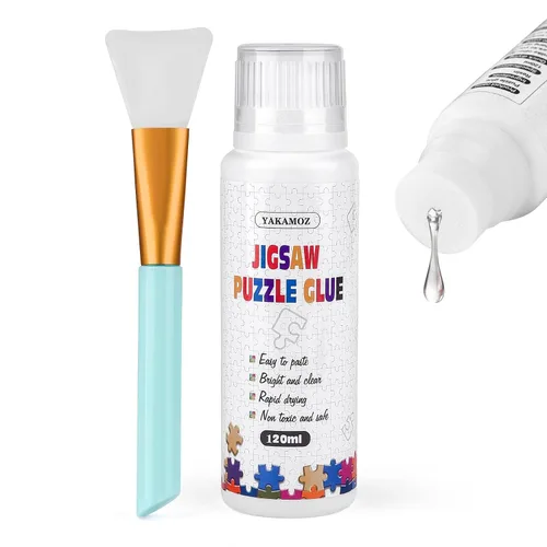 YAKAMOZ Pegamento para rompecabezas con cabeza de esponja para adultos, transparente, soluble en agua, pegamento de rompecabezas de secado rápido