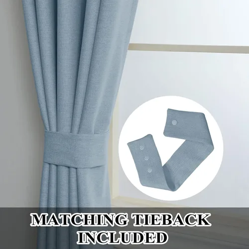 Vista 4 de Fcosie Cortinas opacas de lino de 63 pulgadas de largo, cortinas plisadas para barra transversal, cortinas con aislamiento térmico para comedor