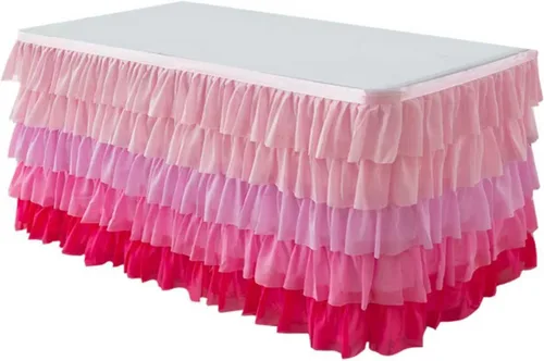 Vista 13 de Falda de Mesa de Tul Negro de 6 pies Falda de Mesa Tutú Para Mesa Rectangular Decoraciones de Fiesta de Cumpleaños Baby Shower Fiestas de Niñas