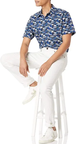 Vista 4 de Tienda Essentials - Camisa de manga corta para hombre, ajuste regular, estampada