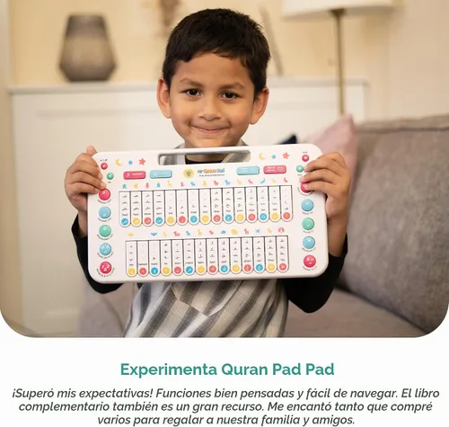 Vista 7 de My Salah Mat - Juguetes islámicos para niños - My Quran Pad - Juguete educativo para enseñar el alfabeto árabe para niños con palabras diarias