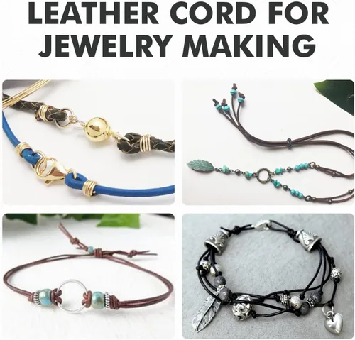 Vista 6 de Cordón de cuero para hacer joyas, cordón redondo de 1.5 mm, cuerda de 27 yardas para manualidades, cuerda para collar, trenzado - Negro