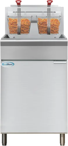 Vista 11 de KoolMore Freidora comercial de propano líquido de pie de 40 libras con 90,000 BTU en acero inoxidable, certificación ETL (KM-FDF40-LP)