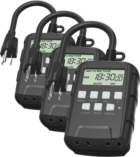 Vista 9 de BN-LINK Temporizador programable digital resistente para exteriores de 7 días BND/U78, 125VAC, 60Hz, doble salida, resistente a la intemperie