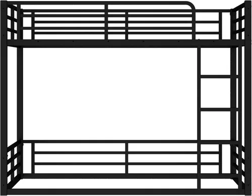 Vista 4 de Harper & Bright Designs Litera baja con escaleras, literas bajas de tamaño individual XL sobre individual XL, litera de metal resistente