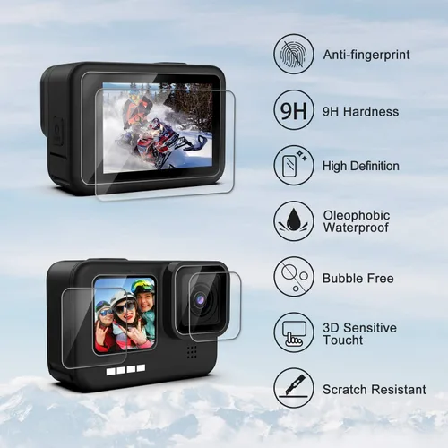 Vista 3 de Kuptone Kit de accesorios para 11 10 9, funda protectora de silicona con tapa de goma + 6 protectores de pantalla de vidrio templado con tapa