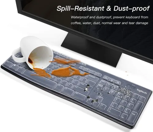 Vista 6 de CaseBuy Logitech MK370 MK270 MK295 Teclado inalámbrico y teclado Logitech K200 K260 K270 MK200 MK260 (transparente)