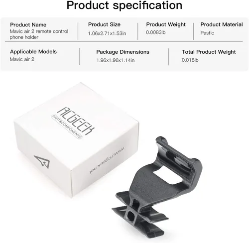 Vista 6 de RCGEEK Kit extensor de soporte de clip para teléfono celular compatible con DJI Air 3 / Mini 3 Pro/Mini 2 / Air 2 2S / Mavic 3 Drone Controladores