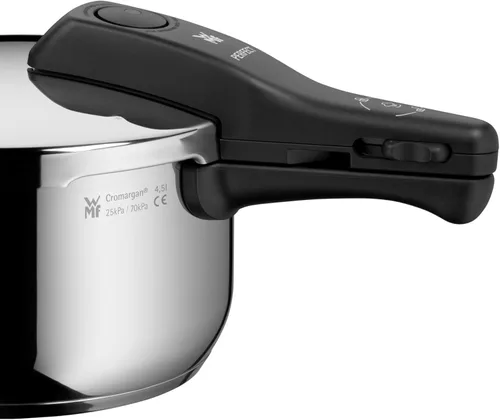 Vista 7 de WMF Olla a presión perfecta inducción 4,5 L, olla a presión, señal de cocción grande, 2 niveles de cocción, mango de tapa extraíble, acero
